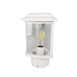 Tes biała wys. 30cm. E27 IP23 Trójkątna lampa ogrodowa stojąca