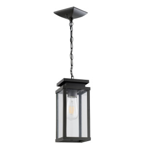 Ola czarna E27 IP23 Zewnętrzna lampa wisząca