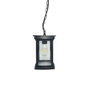 Fin czarna E27 IP23 Zewnętrzna lampa wisząca