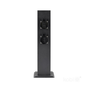 ZENVIO kwadrat czarny wys.40cm 4xgniazdo~230V IP44 Słupek ogrodowy z gniazdami elektrycznymi
