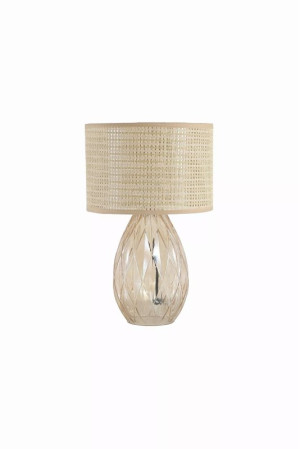 Diane 1Lt szampański | beż E27 Lampa stołowa szkło - rattan