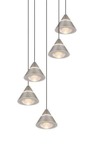 ROMEO - Nowoczesna lampa wisząca 5xLED zintegrowany 2300+3000+4000 K - kolor srebrny i odcienie srebra