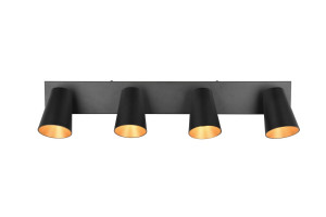 SHARP - Lampa sufitowa - reflektorki 4xGU10 - kolor czarny