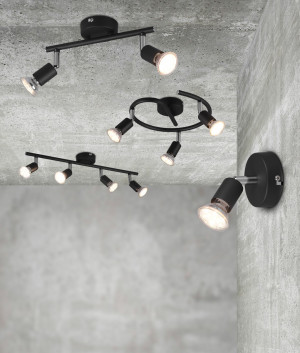 PARIS - Lampa sufitowa - reflektorki 2xGU10 - kolor czarny
