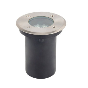 Blak-3 okrągła oprawa gruntowa GU10 matowy nikiel Ø10,8 cm IP67 max 12W LED