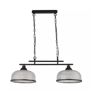 Highworth lampa wisząca 2xE27 czarna szkło ryflowane nad stół