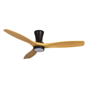 Air czarno-drewniany 3000K-6000K wentylator sufitowy LED 22W 1027lm DC Ø132cm z pilotem