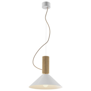HALO 2 biała z dębem Ø28,5cm E27 max 20W lampa wisząca