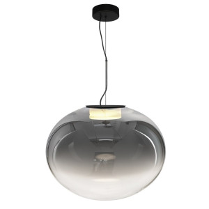 IORI czarna Ø50cm lampa wisząca LED 15W 3000K 1677lm szkło dymione