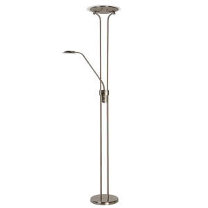 CHAMPION-LED Satynowy chrom 20W Ściemnialna lampa podłogowa Lucide 19792/24/12