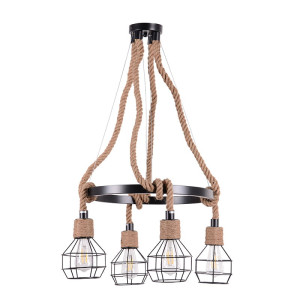 ROPE ALEGRA 4xE27 pająk lina konopna+czarny Lampa wisząca IL MIO (na stanie 1 sztuka)