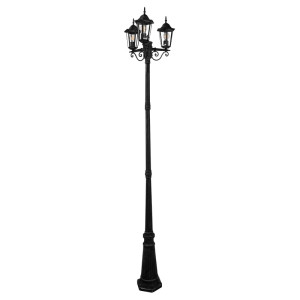 LIGURIA-LT YF8044A czarna 2,5m 3xE27 Lampa ogrodowa stojąca potrójna POLUX