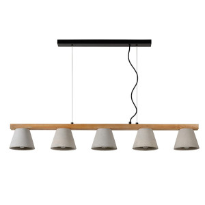POSSIO 5xE14 Beton | Drewno Lampa wisząca