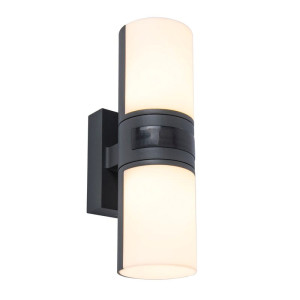 CYRA Antracyt LED regulowane głowice z czujnikiem PIR 15W IP54 3000K Kinkiet zewnętrzny podwójny