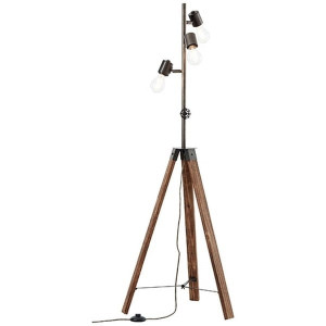 WOODHILL Antique/Czarna 3x E27 z włącznikiem nożnym Lampa stojąca podłogowa Brilliant 93724/76