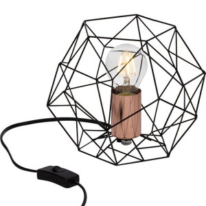 SYNERGY Czarna/Miedziana E27 z włącznkiem na kablu Lampa stołowa Brilliant 93593/76