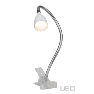 ANTHONY Chrom/Biały LED 2.4W 3000K z włącznikiem z klipsem Lampka biurkowa Brilliant G92936/05