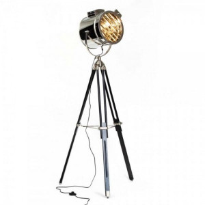 CINE Czarny/Chrom E27 z włącznikiem nożnym regulowana wysokość Lampa podłogowa Brilliant HK13018S70