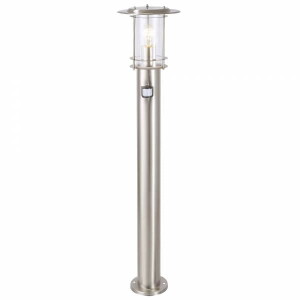 YORK Srebrny wys. 1m. E27 Z czujnikiem ruchu i zmierzchu IP44 Lampa ogrodowa stojąca Brilliant 44799/82