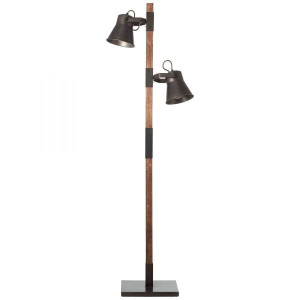 PLOW Brąz | Czarny stalowy 2xE27 Lampa podłogowa stojąca Brilliant 82156/46