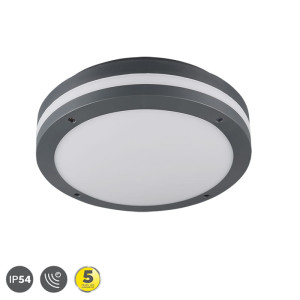 PIAVE Antracyt LED 12W z czujnikiem ruchu i zmierzchu 3000K IP54 Plafon zewnętrzny Trio 676960142
