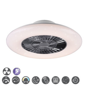 VISBY z wentylatorem, LED 40W Pilot efekt świecenia gwiaździsty, barwa światła zmienna Lampa sufitowa ściemnialna RL R62402106