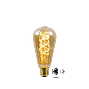 LED z czujnikiem zmierzchu spirala Amber 4W 2200K Barwa ciepła E27 Żarówka filament Lucide 49034/04/62