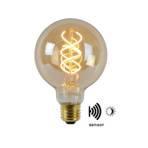 LED z czujnikiem zmierzchu spirala Amber śr. 9,5cm. 4W 2200K Barwa ciepła E27 Żarówka filament Lucide 49032/04/62 ( dostępna 1 szt. )