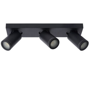 TAYLOR Czarny ściemnialny LED DIM 3x5W CRI95 2200K/3000K GU10 IP44 Spot łazienkowy Lucide 09930/15/30