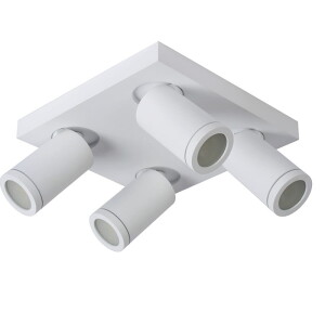TAYLOR Biały ściemnialny LED DIM 4x5W CRI95 2200K/3000K GU10 IP44 Spot łazienkowy Lucide 09930/20/31