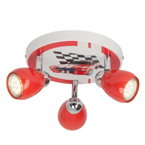 RACING Biały/Czerwony LED 3x3W 3000K Lampa sufitowa dziecięca Brilliant G56134/71