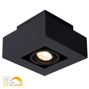 XIRAX Czarna LED Dim 5W ściemnialna CRI95 GU10 barwa światła zmienna 2200K/3000K Lampa natynkowa regulowana Lucide 09119/06/30