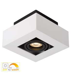 XIRAX Biała LED Dim 5W ściemnialna CRI95 GU10 barwa światła zmienna 2200K/3000K Lampa natynkowa regulowana Lucide 09119/06/31