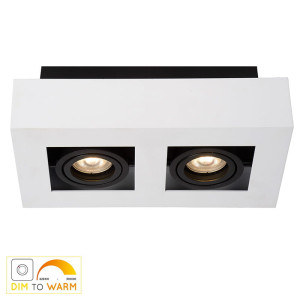 XIRAX Biała LED Dim 2x5W ściemnialna CRI95 GU10 barwa światła zmienna 2200K/3000K Lampa natynkowa regulowana Lucide 09119/11/31