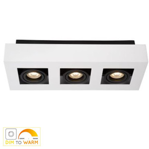 XIRAX Biała LED Dim 3x5W ściemnialna CRI95 GU10 barwa światła zmienna 2200K/3000K Lampa natynkowa regulowana Lucide 09119/16/31