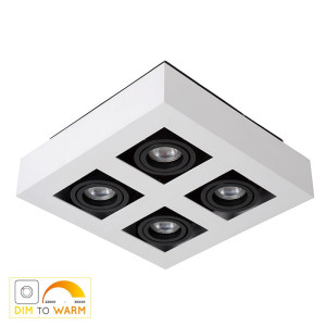 XIRAX Biała LED Dim 4x5W ściemnialna CRI95 GU10 barwa światła zmienna 2200K/3000K Lampa natynkowa regulowana Lucide 09119/21/31
