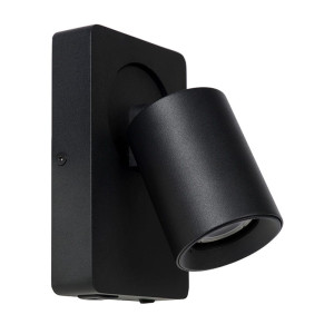 NIGEL Czarny LED 5W Gniazdo USB GU10 3000K Kinkiet regulowany z ładowarką LUCIDE 09929/06/30
