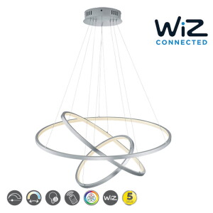 AARON LED Nikiel mat 80W sterowana aplikacją WIZ RGB 3000-6000K Lampa wisząca Trio 352710307