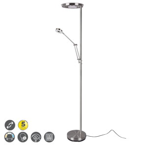 BARRIE LED Nikiel mat 32W | 6W 2700 + 4000K Lampa podłogowa Trio 424210307