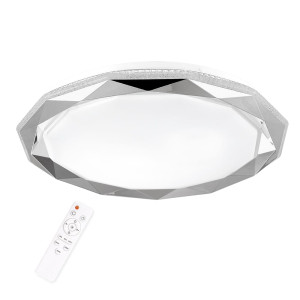 GLOSSY 1 śr. 51cm 36-72W chrome shiny IP44, barwa światła zmienna Plafon LED z pilotem pilotem Polux 314819