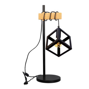 SWEDEN Wood 1xE27 czarny | brąz il mio Lampa stołowa Polux 314598