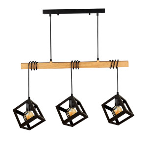 SWEDEN Wood 3xE27 czarny | brąz il mio Lampa wisząca Polux 314581