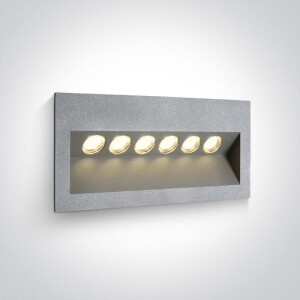 Szara LED 6x1W 3000K IP65 Oprawa zewnętrzna wpuszczana ścienno schodowa One Light 68050/G/W