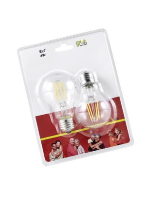 LED BULB Duopak E27 2x4W 3000K Filament Trio 987-2400