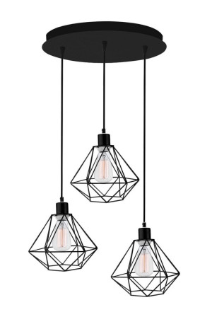 PUERTO Czarna 3 x E27 Lampa wisząca