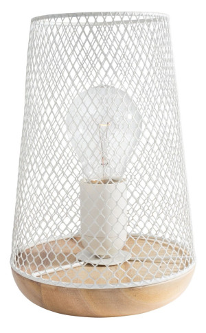 SOACHA Biały / Naturalne drewno E27 Lampa stołowa
