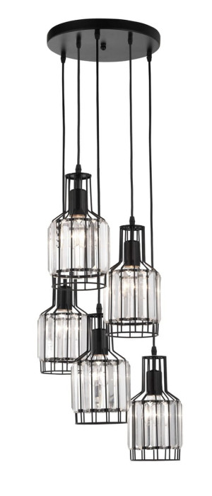 TANDIL Czarna / Kryształ 5 x E27 Lampa wisząca
