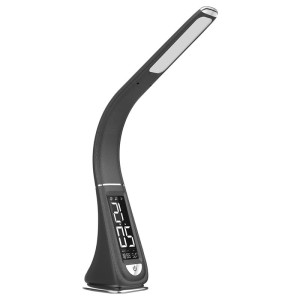 Lionel Czarny LED 5W 5000K Zegar Data Temperatura Ściemnialna Lampka biurkowa Rabalux 3517