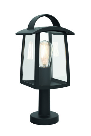 KELSEY Czarny mat | Szkło transparentne wys. 40cm. E27 IP44 Lampa ogrodowa stojąca Lutec 7273604012