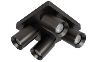 NIGEL Stal czarna LED 4x5W Dim to warm CRI95 4xGU10 2200/3000K ściemnialny Spot